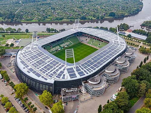 General view of the Weserstadion pitch and stands ahead of kickoff