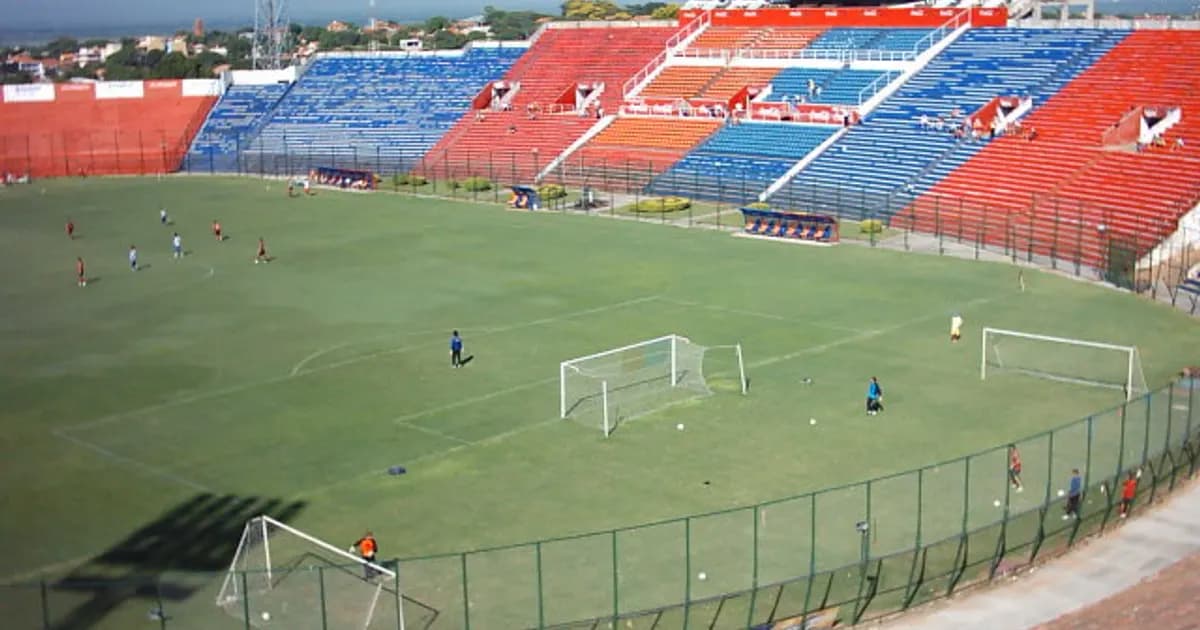 General view of a football stadium's pitch and stands before kickoff