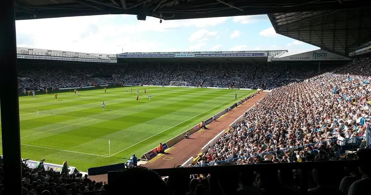 General view of Elland Road stadium filled with fans ahead of kickoff between Leeds United and Newcastle United