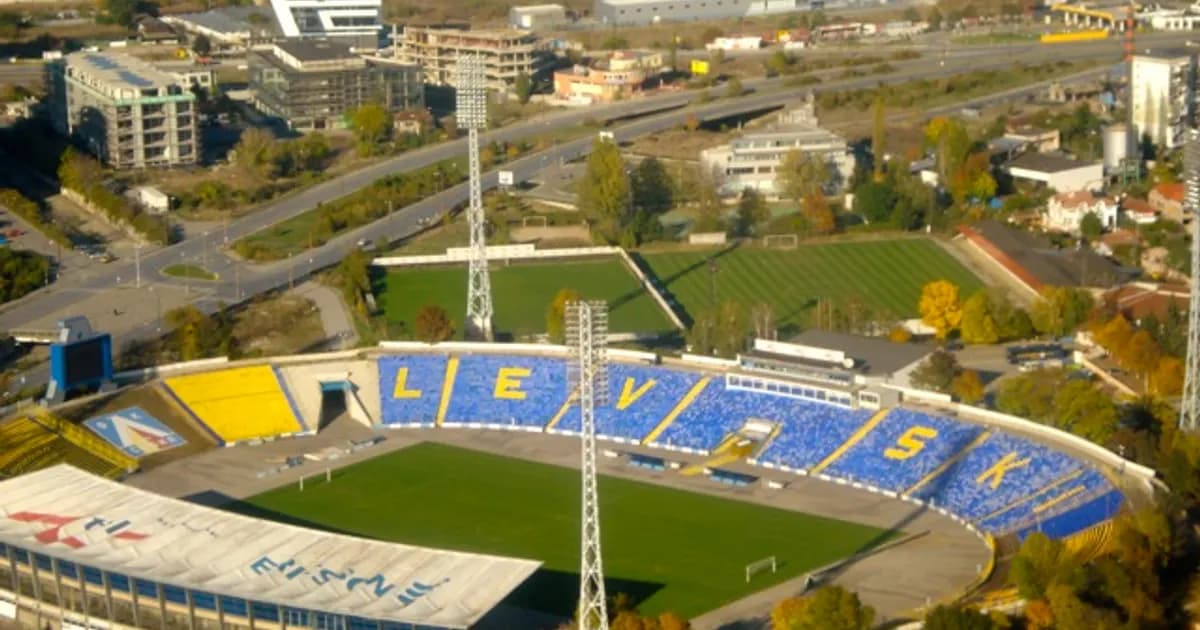 General view of the Vasil Levski National Stadium ahead of kickoff between Levski Sofia and RB Salzburg