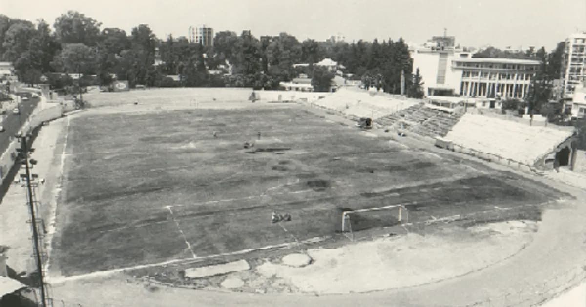 General view of the GSP Stadium pitch and stands ahead of a Europa League match