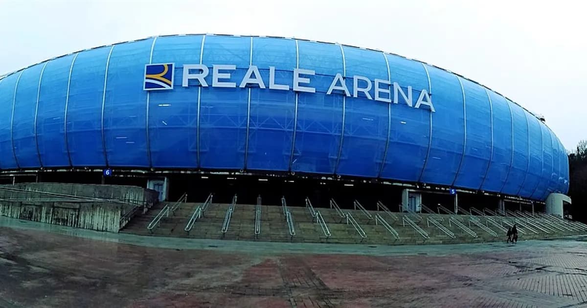 General view of Reale Arena stadium filled with fans ahead of kickoff between Real Sociedad and Atlético de Madrid