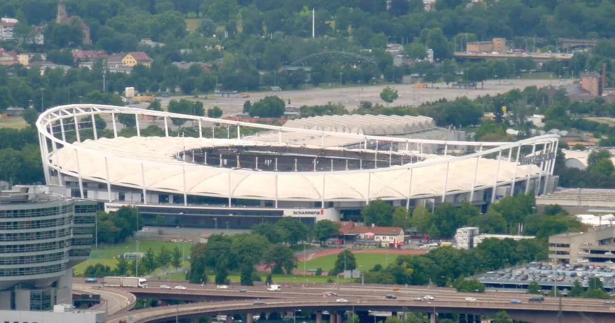 General view of the MHPArena stadium before the VfB Stuttgart vs Borussia Dortmund Bundesliga match